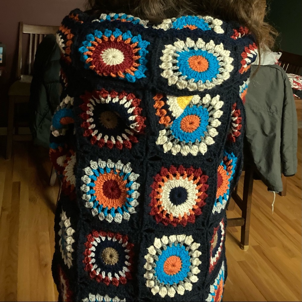 BY mommys_attic ->Hand crocheted long cardigan hooded sweater by crochet_by_ayla - Picture 9 of 10